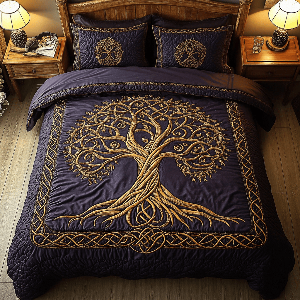Vitality Tree 3-Piece Quilted Bedding Set NCU0DDK173