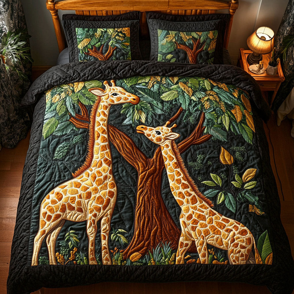 Jungle Duo Giraffes 3-Piece Quilted Bedding Set NCU0NNT298