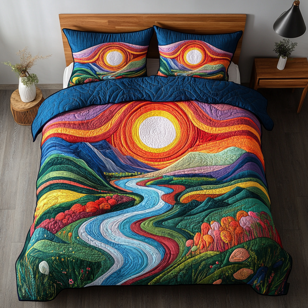 Mountain Glow 3-Piece Quilted Bedding Set NCU0NVH060