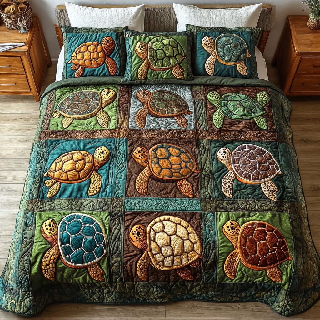 Mystic Tides 3-Piece Quilted Bedding Set NCU0NVH094