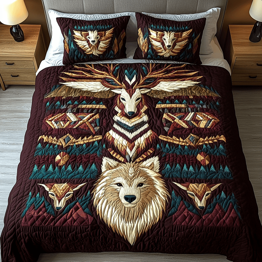 Totem Dreams 3-Piece Quilted Bedding Set NCU0NVH079