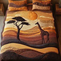 Desert Wanderer Giraffe 3-Piece Quilted Bedding Set NCU0NNT294