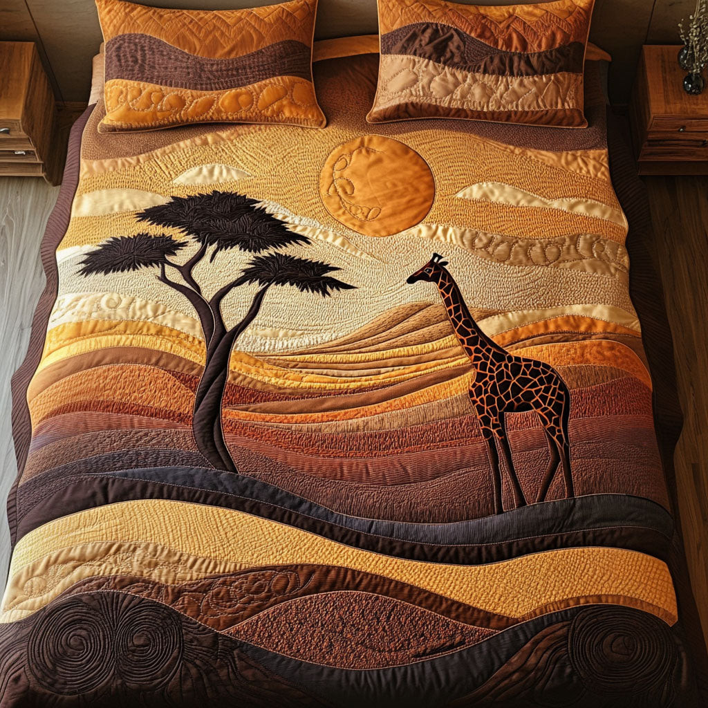 Desert Wanderer Giraffe 3-Piece Quilted Bedding Set NCU0NNT294