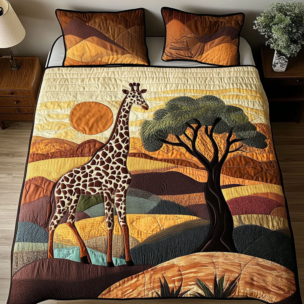 Serene Savannah Giraffe 3-Piece Quilted Bedding Set NCU0NNT300