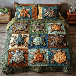 Aqua Shell 3-Piece Quilted Bedding Set NCU0NVH093