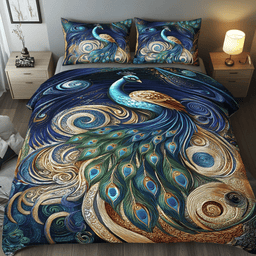 Peacock Paradise 3-Piece Quilted Bedding Set NCU0PVL081