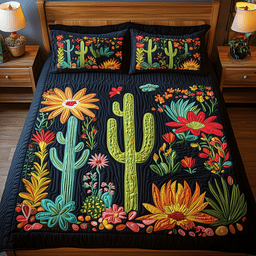 Cactus Paradise 3-Piece Quilted Bedding Set NCU0TH2076