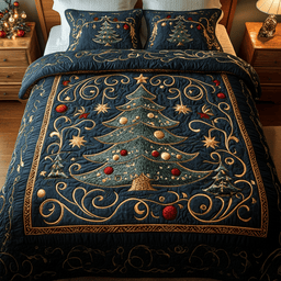 Winter Wonderland Pine Quilted Bedding Set NCU0DV1757