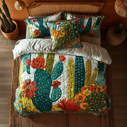 Cactus Bloom Harmony 3-Piece Quilted Bedding Set NCU0PVL007