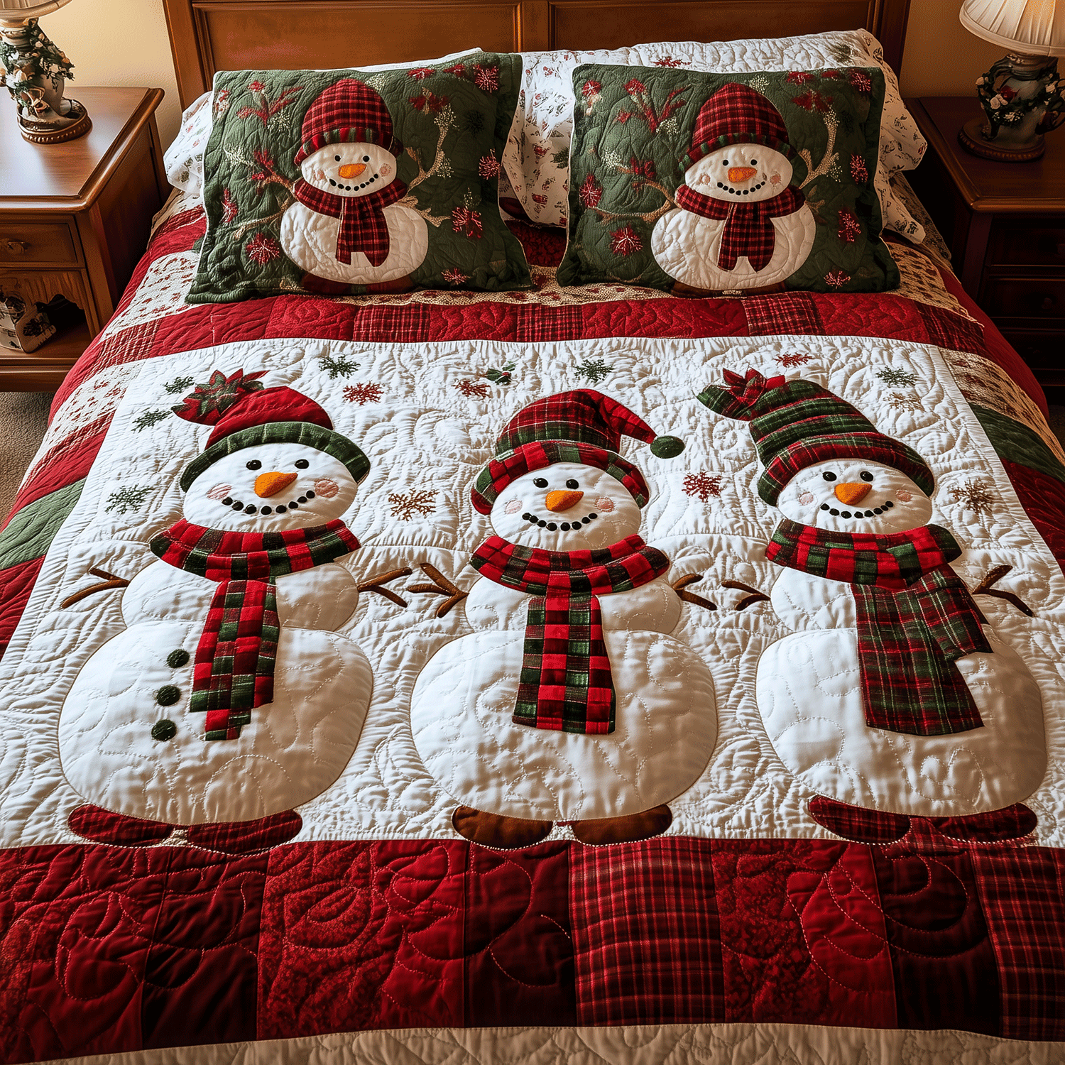 Snowman Wonderland 3-Piece Quilted Bedding Set NCU0TH2129