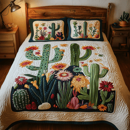 Colorful Cactus 3-Piece Quilted Bedding Set NCU0TH2078