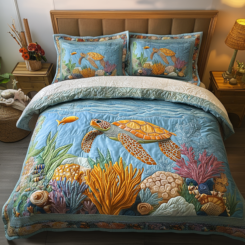 Ocean Buddy 3-Piece Quilted Bedding Set NCU0PVL300