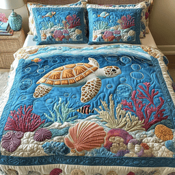 Shell Haven 3-Piece Quilted Bedding Set NCU0PVL303