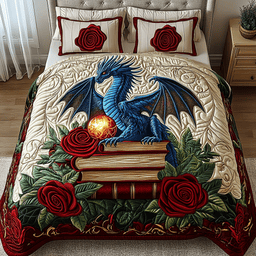 Mystic Rose Dragon 3-Piece Quilted Bedding Set NCU0DDK031