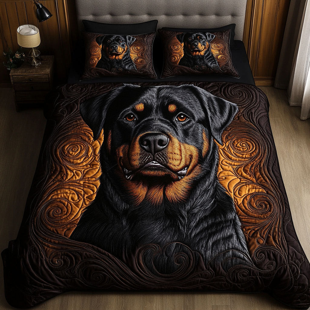 Royal Rottie 3-Piece Quilted Bedding Set NCU0NNT633