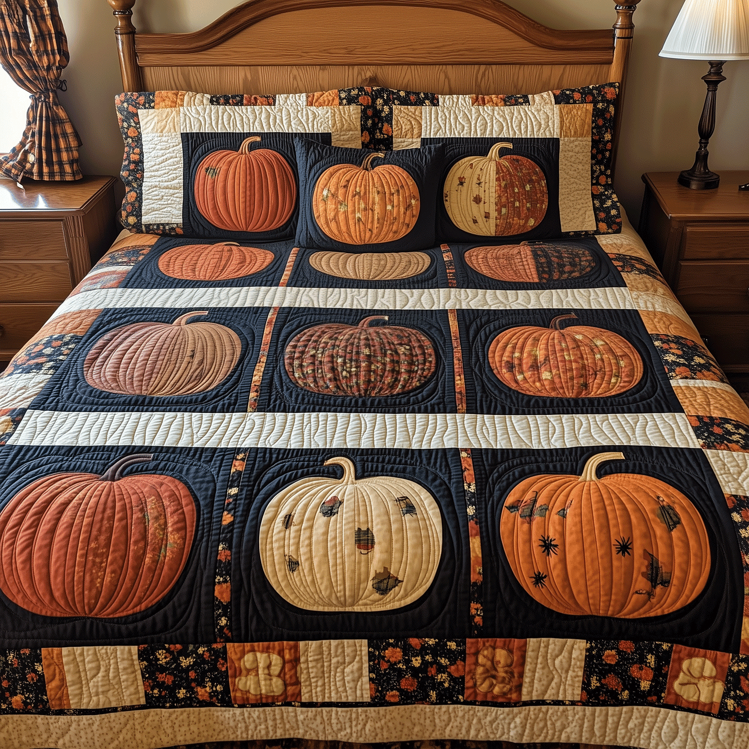 Spooky Harvest 3-Piece Quilted Bedding Set NCU0TH1961