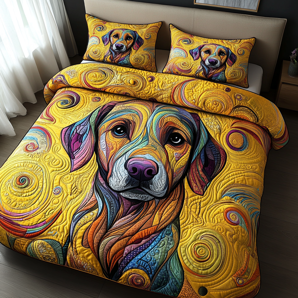 Golden Smile 3-Piece Quilted Bedding Set NCU0PVL308