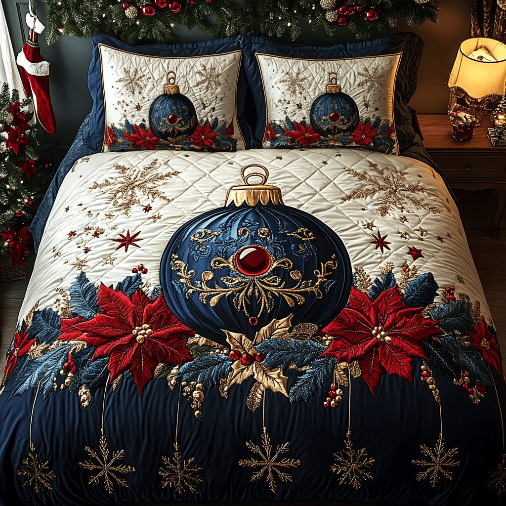 Majestic Christmas Glow 3-Piece Quilted Bedding Set NCU0DK2557