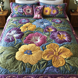 Tropical Bloom 3-Piece Quilted Bedding Set NCU0NVH758