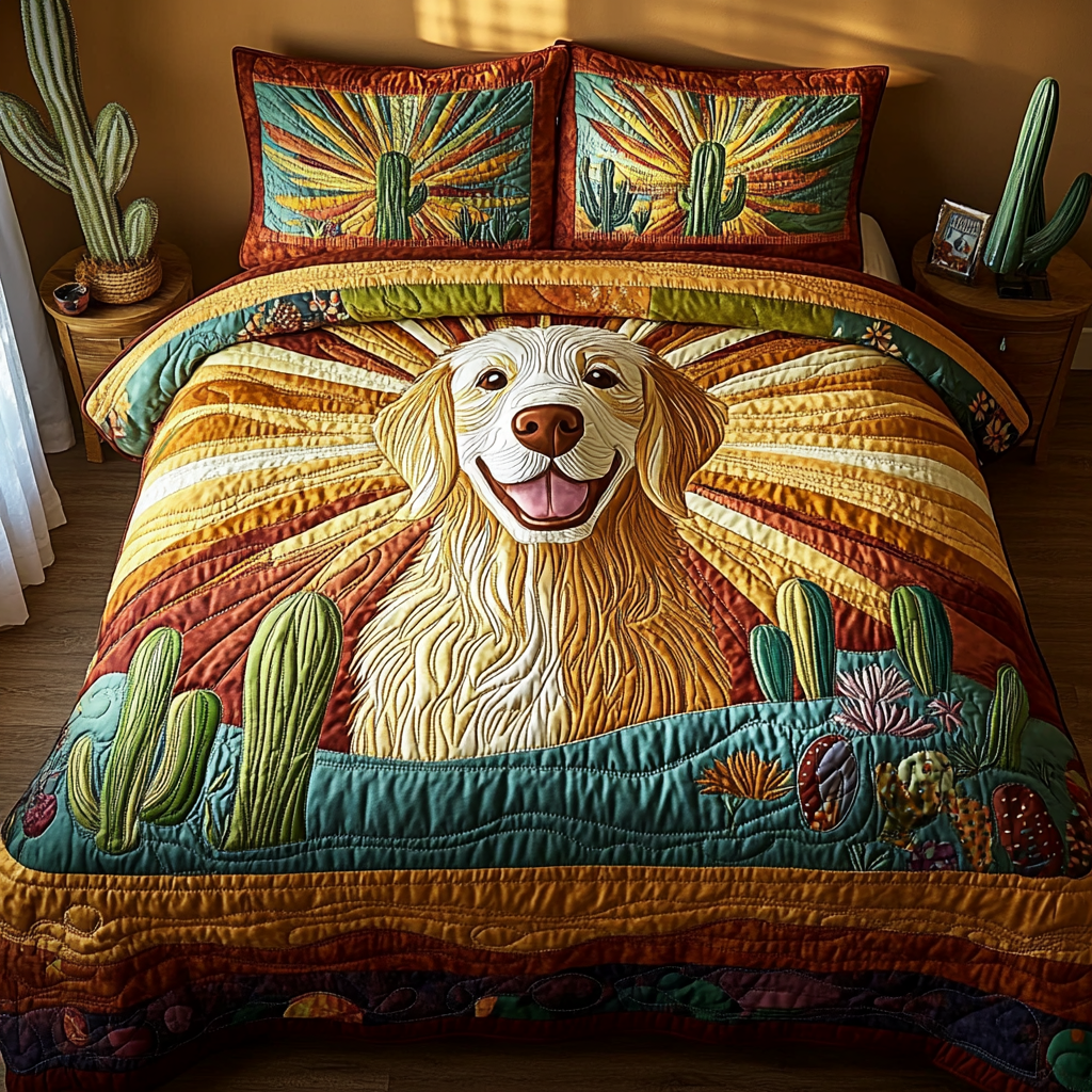 Golden Trails 3-Piece Quilted Bedding Set NCU0DV425
