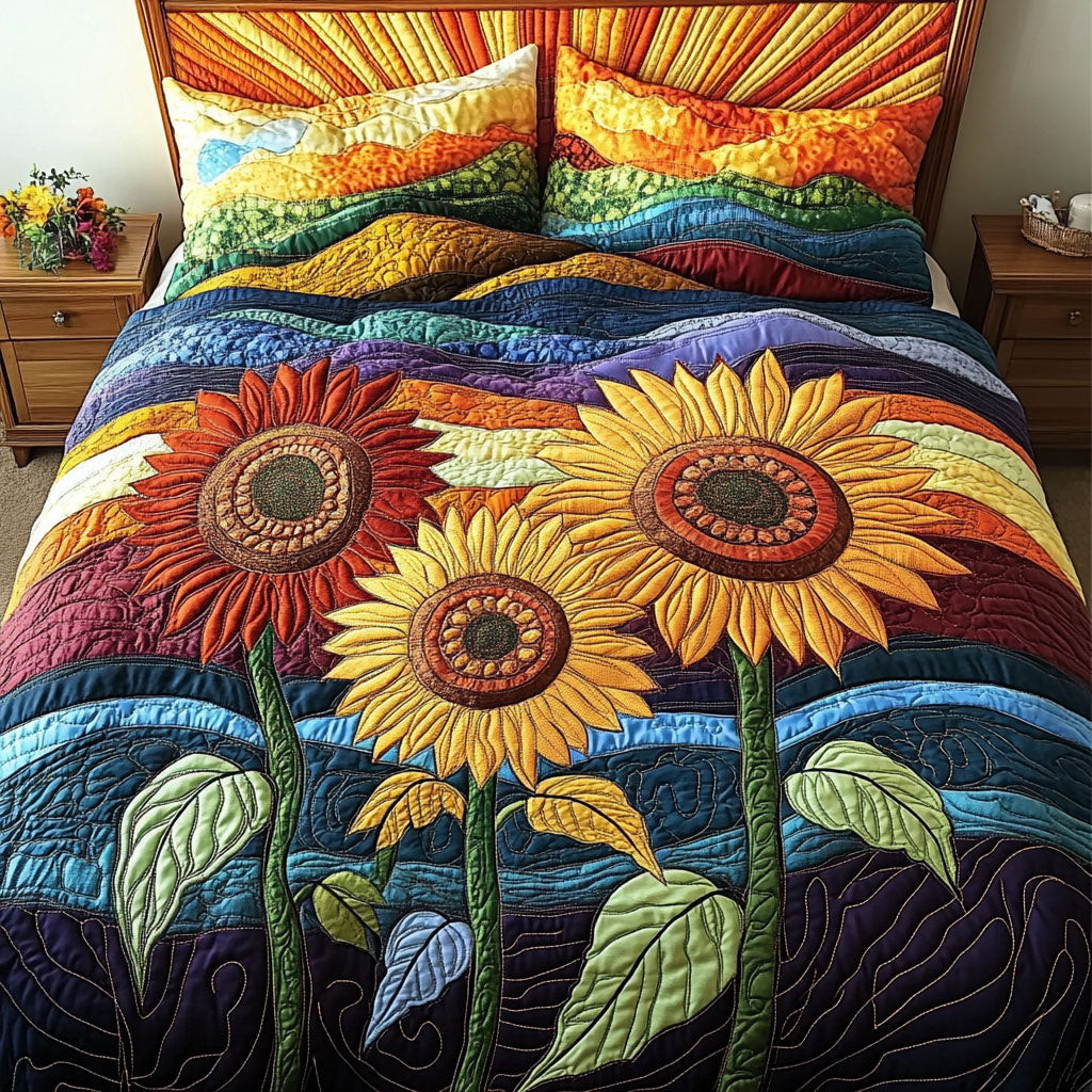 Rustic Sunlight Symphony 3-Piece Quilted Bedding Set NCU0PTT220