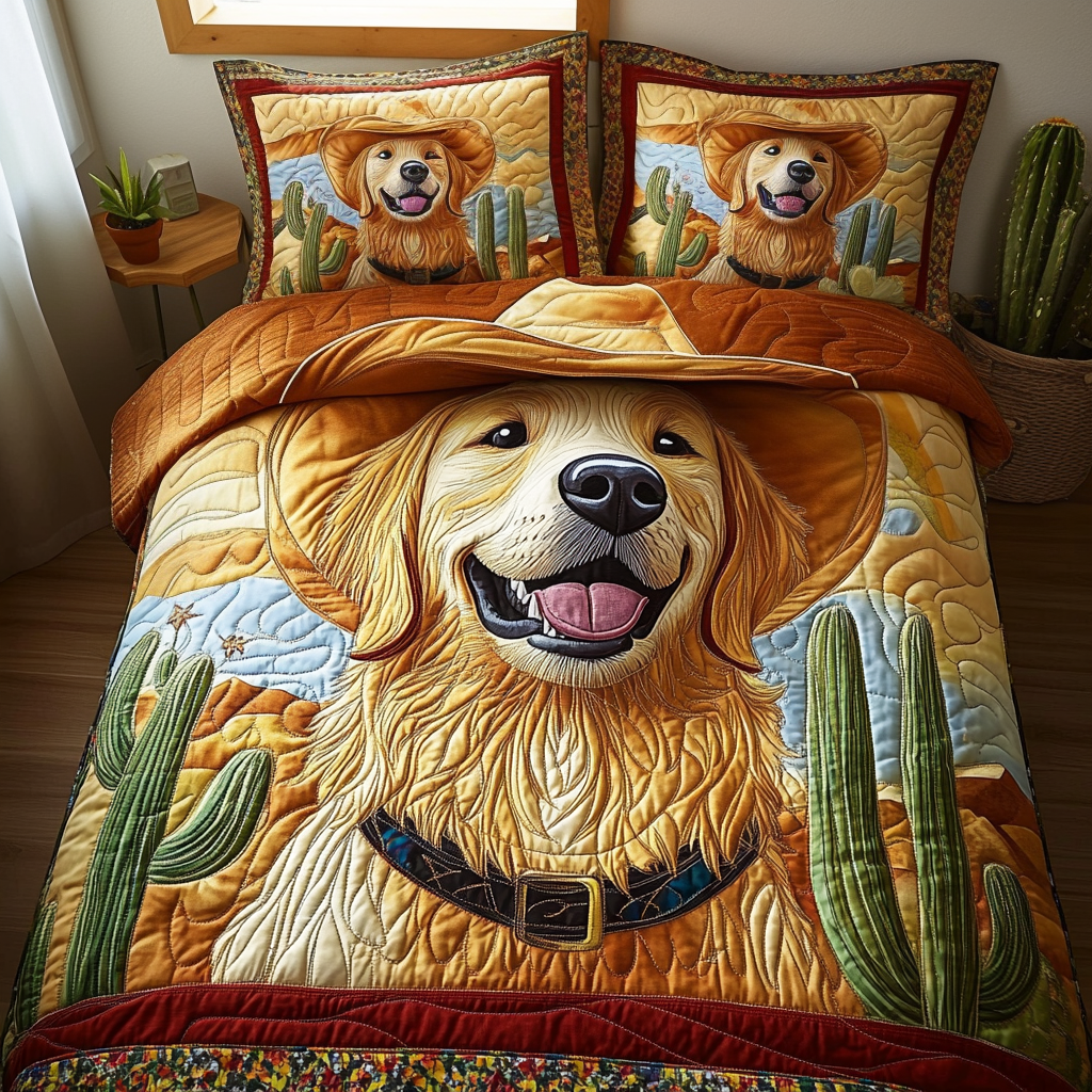 Retriever Rodeo 3-Piece Quilted Bedding Set NCU0DV427