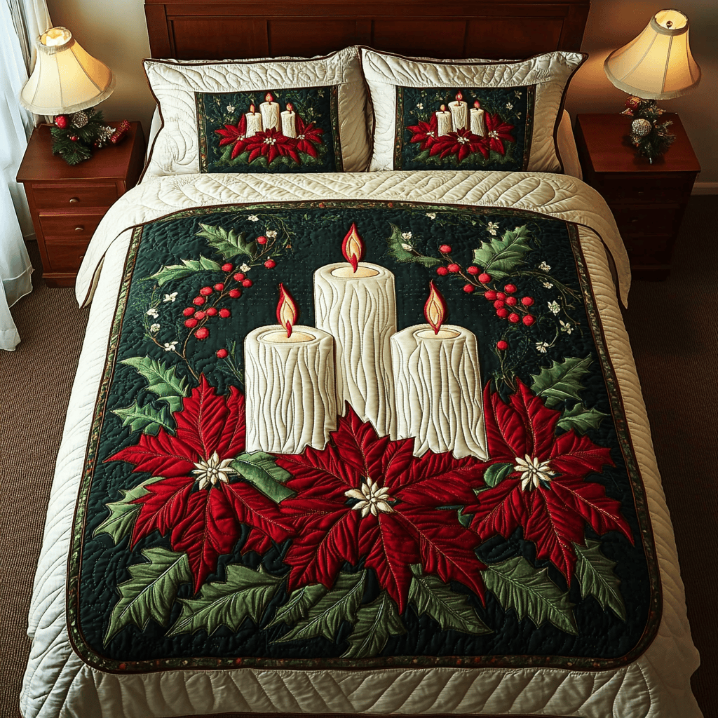 Holiday Glow 3-Piece Quilted Bedding Set NCU0VH387