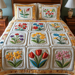 Sunny Garden 3-Piece Quilted Bedding Set NCU0NVH411