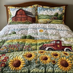 Sunflower Grove 3-Piece Quilted Bedding Set NCU0PTT401