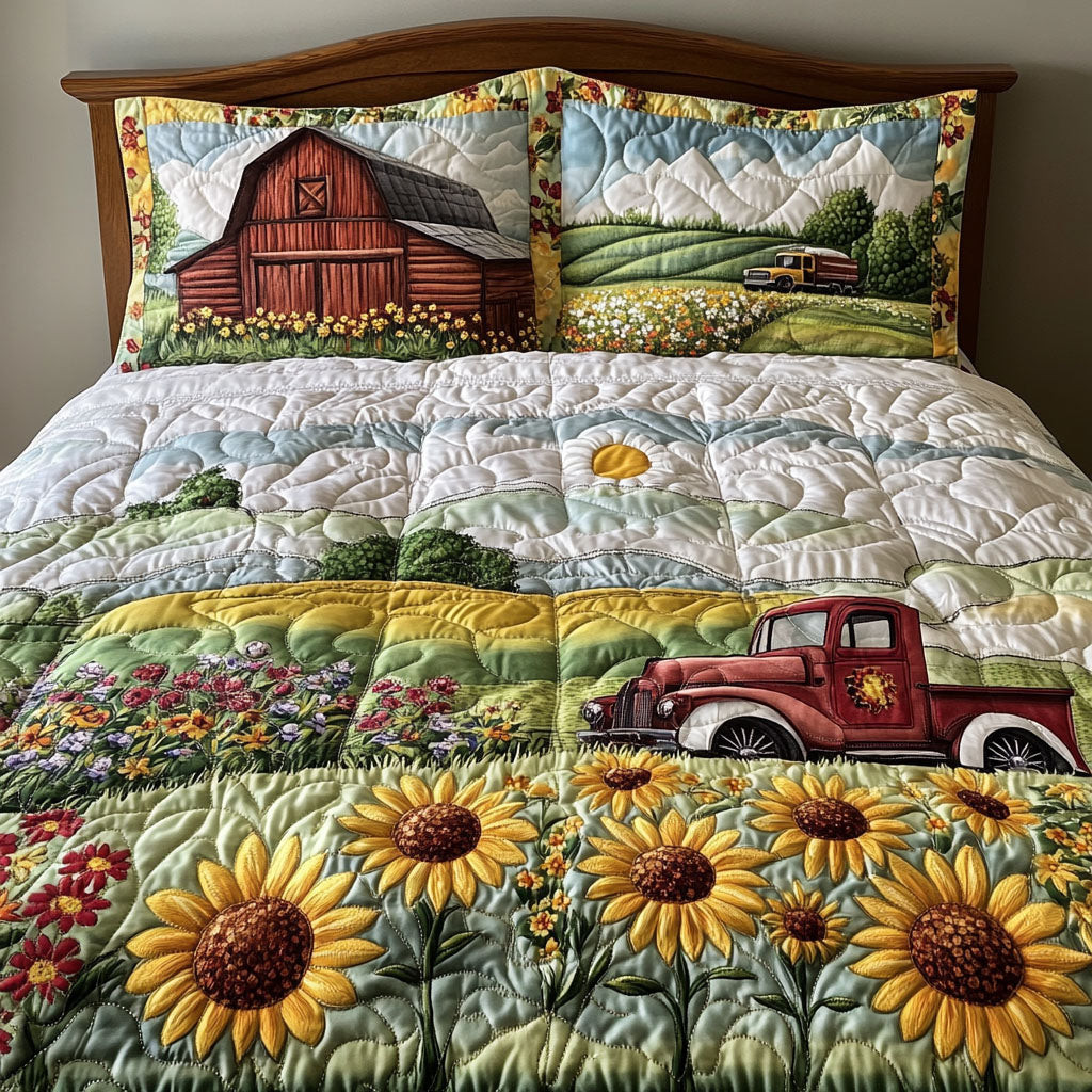 Sunflower Grove 3-Piece Quilted Bedding Set NCU0PTT401