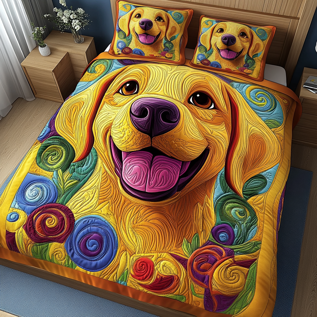 Lab Love 3-Piece Quilted Bedding Set NCU0PVL304