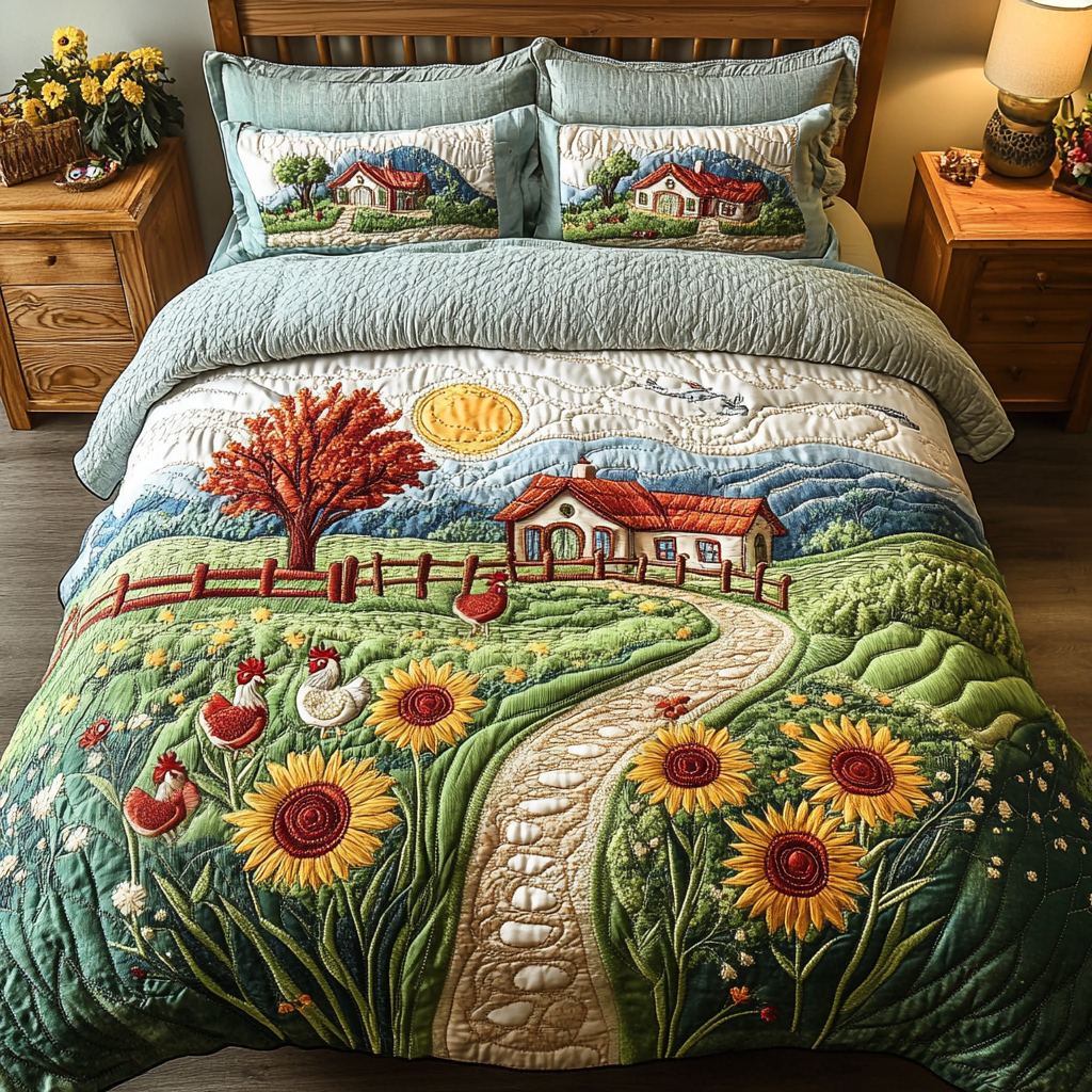 Harvest Glow 3-Piece Quilted Bedding Set NCU0NVH360