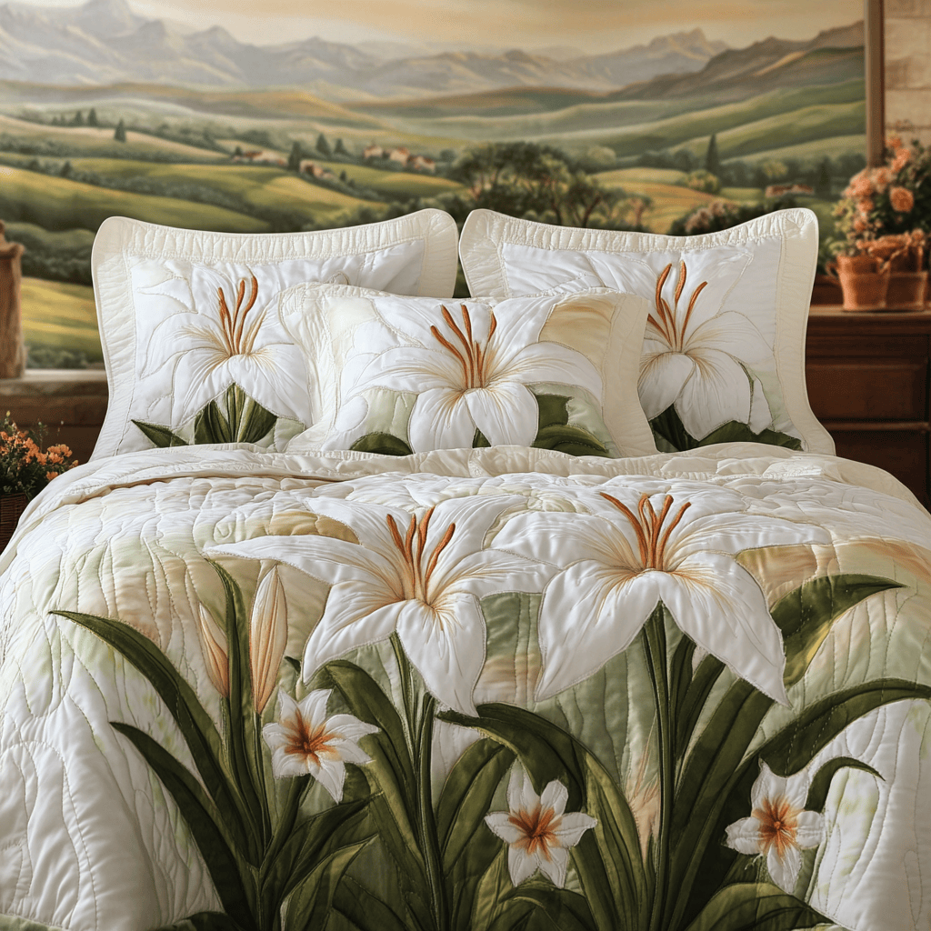 Blooming Delight 3-Piece Quilted Bedding Set NCU0NVH490