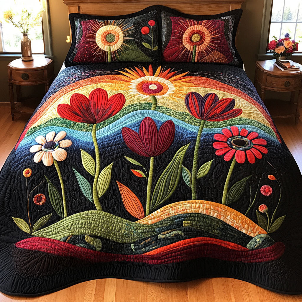 Bold Blossom 3-Piece Quilted Bedding Set NCU0PTT275