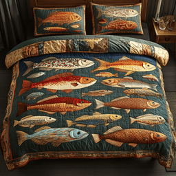 Fish Oasis 3-Piece Quilted Bedding Set NCU0NVH445