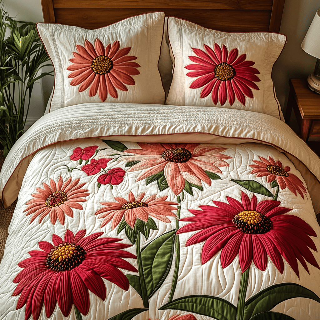 Blossom Field 3-Piece Quilted Bedding Set NCU0NVH634