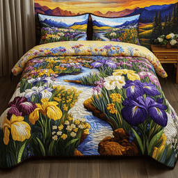 Floral Sunrise 3-Piece Quilted Bedding Set NCU0PVL131