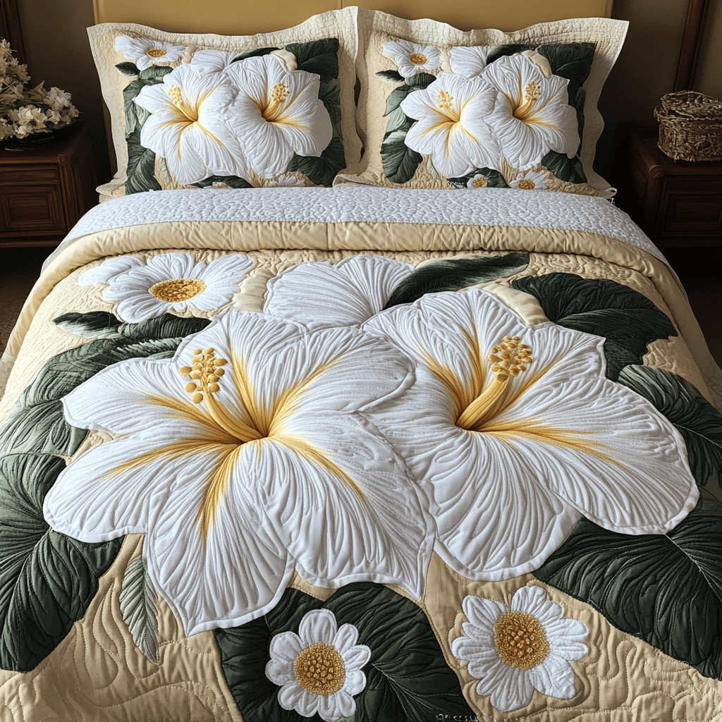 Soft Petals 3-Piece Quilted Bedding Set NCU0NVH430