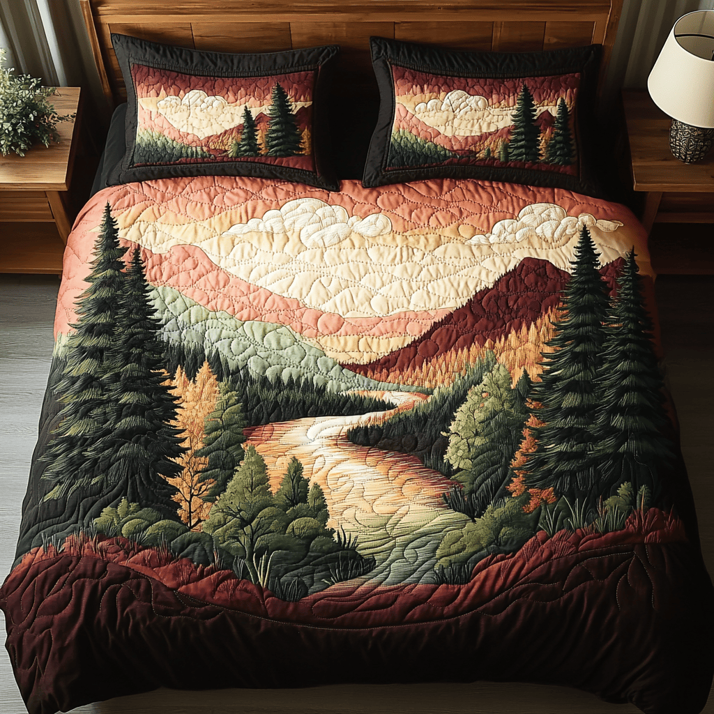 Meadow Calm 3-Piece Quilted Bedding Set NCU0NVH730
