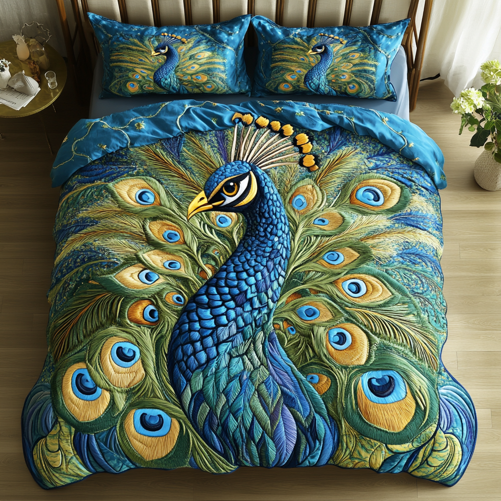 Royal Feathers 3-Piece Quilted Bedding Set NCU0DDK241