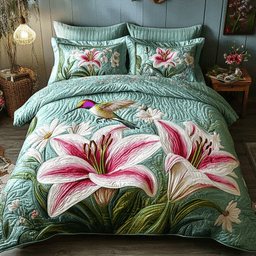 Hibiscus Harmony 3-Piece Quilted Bedding Set NCU0NVH422