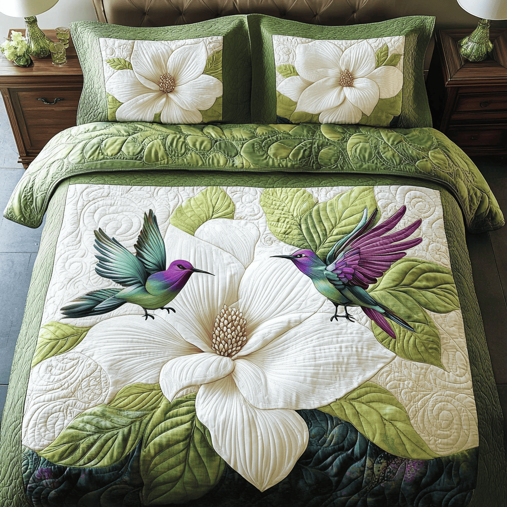Blossom Hum 3-Piece Quilted Bedding Set NCU0NVH605