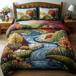 River Pathway 3-Piece Quilted Bedding Set NCU0NVH418