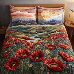 Twilight Bloom 3-Piece Quilted Bedding Set NCU0NVH575