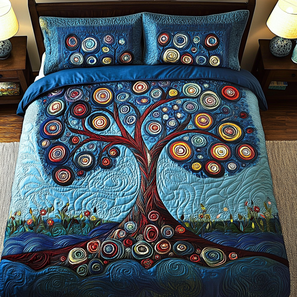 Tranquil Nature 3-Piece Quilted Bedding Set NCU0NVH387
