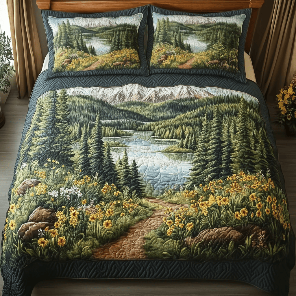 Pine Serenity 3-Piece Quilted Bedding Set NCU0NVH725