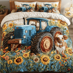 Golden Wheels 3-Piece Quilted Bedding Set NCU0NVH706