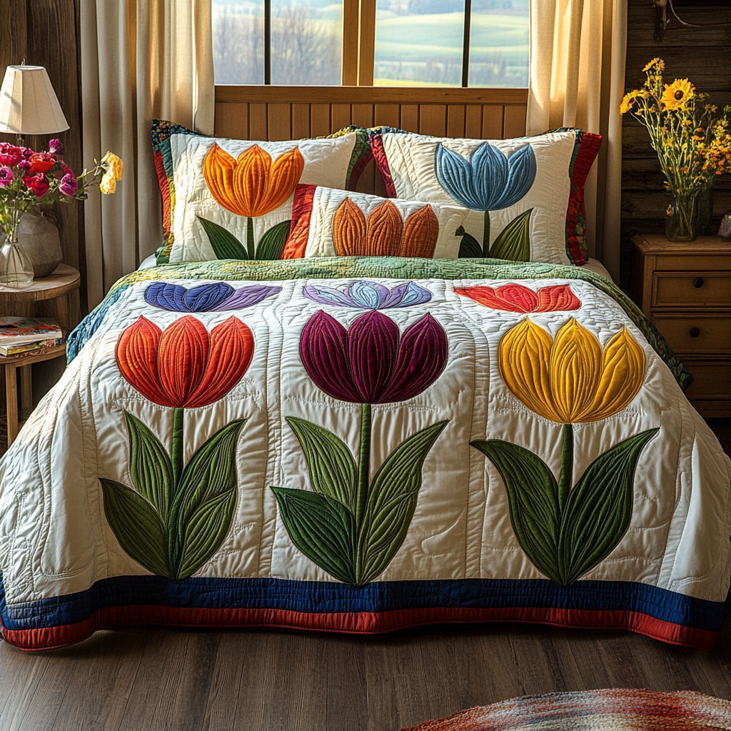 Petal Bliss 3-Piece Quilted Bedding Set NCU0PTT279