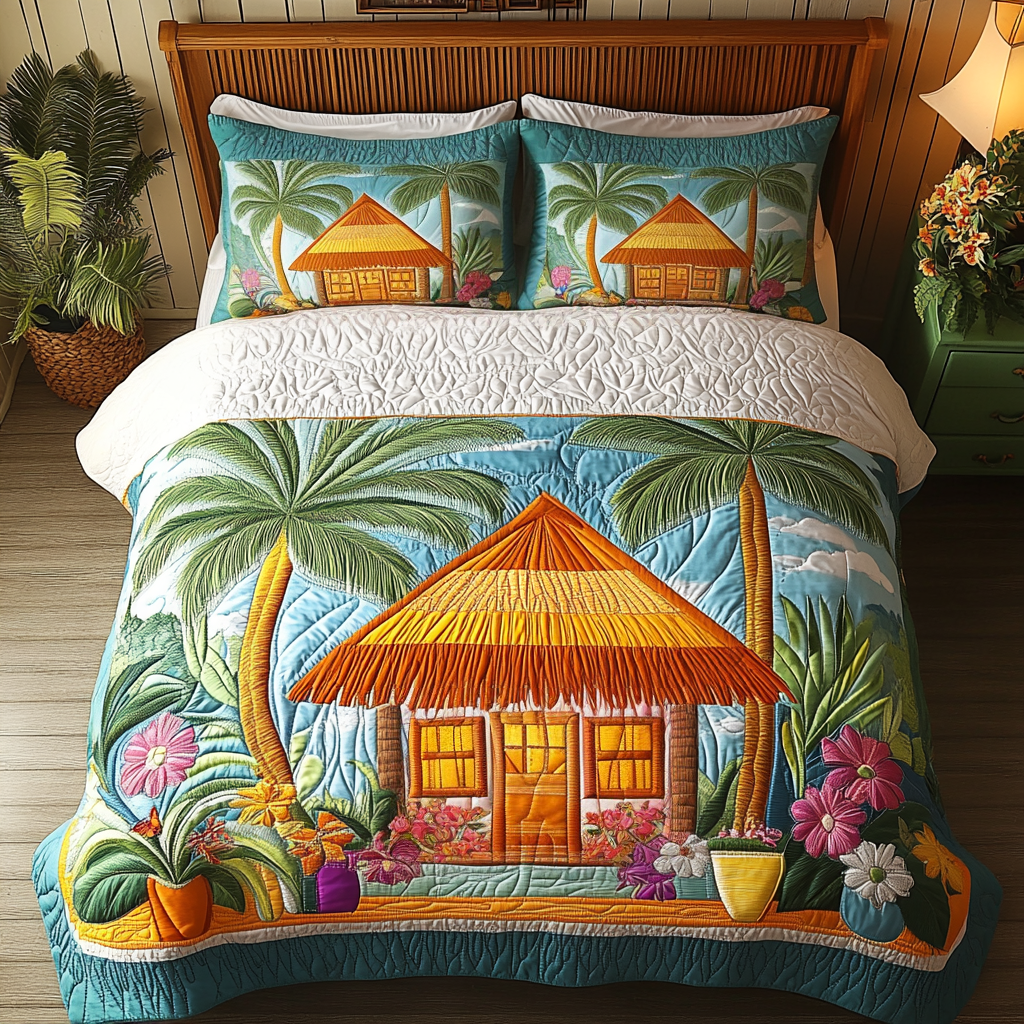 Tropical Dawn 3-Piece Quilted Bedding Set NCU0NVH695