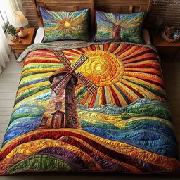 Sunset Windmill 3-Piece Quilted Bedding Set NCU0NNT356